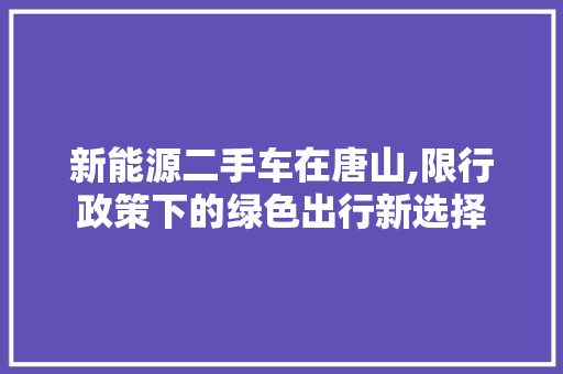 新能源二手车在唐山,限行政策下的绿色出行新选择