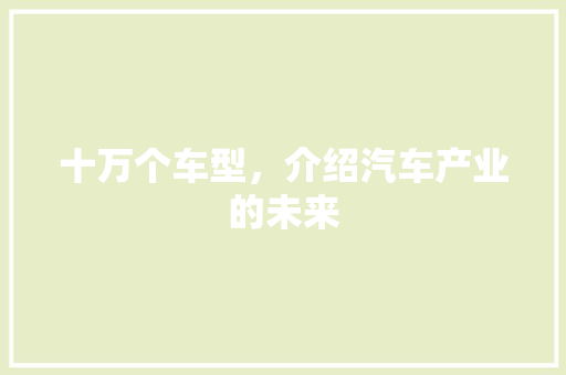 十万个车型，介绍汽车产业的未来
