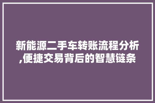 新能源二手车转账流程分析,便捷交易背后的智慧链条