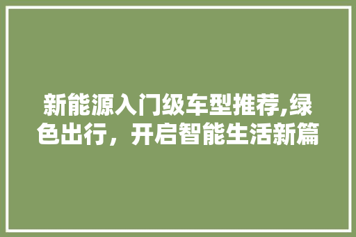 新能源入门级车型推荐,绿色出行，开启智能生活新篇章