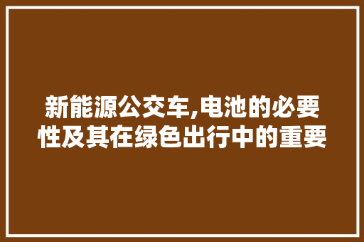 新能源公交车,电池的必要性及其在绿色出行中的重要作用 汽车配件
