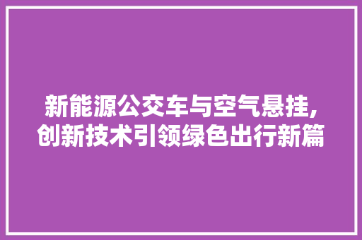 新能源公交车与空气悬挂,创新技术引领绿色出行新篇章