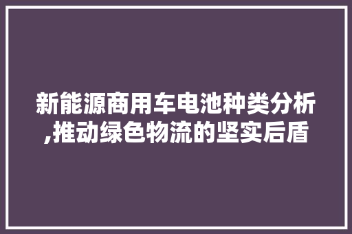 新能源商用车电池种类分析,推动绿色物流的坚实后盾 发动机配件