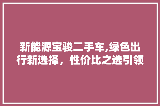 新能源宝骏二手车,绿色出行新选择，性价比之选引领二手车市场