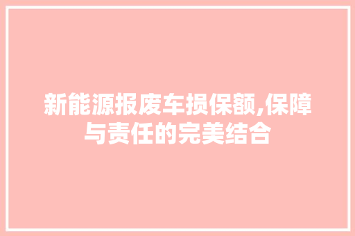 新能源报废车损保额,保障与责任的完美结合 变速箱配件