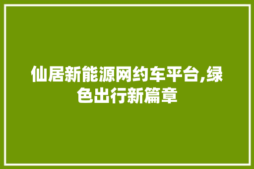 仙居新能源网约车平台,绿色出行新篇章