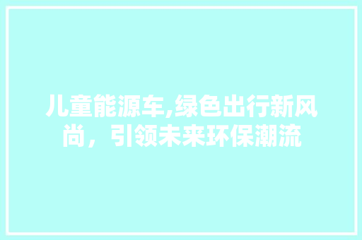 儿童能源车,绿色出行新风尚，引领未来环保潮流