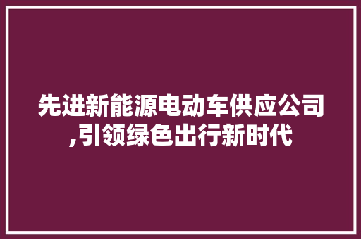 先进新能源电动车供应公司,引领绿色出行新时代