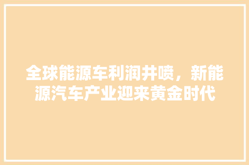 全球能源车利润井喷，新能源汽车产业迎来黄金时代