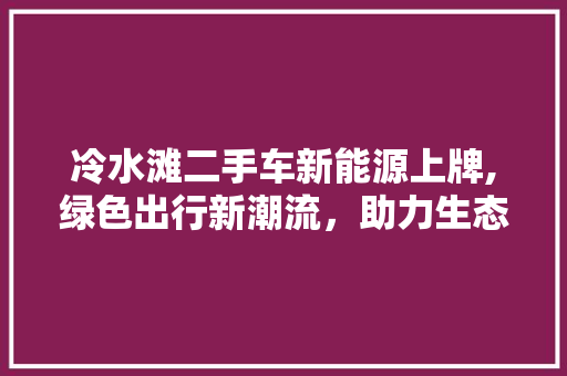 冷水滩二手车新能源上牌,绿色出行新潮流，助力生态文明城市建设