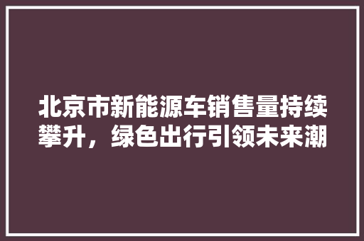 北京市新能源车销售量持续攀升，绿色出行引领未来潮流 汽车配件