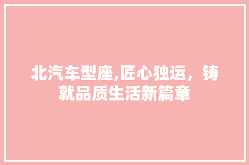 北汽车型座,匠心独运，铸就品质生活新篇章