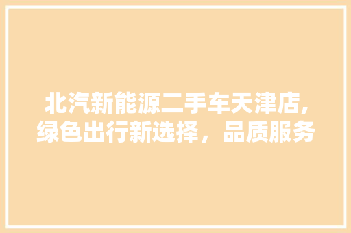 北汽新能源二手车天津店,绿色出行新选择，品质服务领跑市场