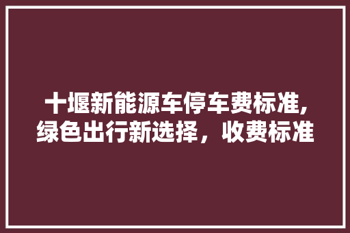 十堰新能源车停车费标准,绿色出行新选择，收费标准分析