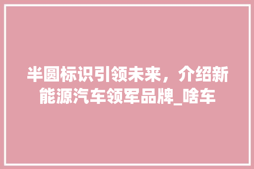 半圆标识引领未来，介绍新能源汽车领军品牌_啥车