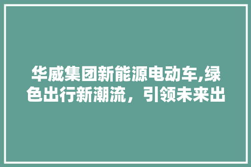 华威集团新能源电动车,绿色出行新潮流，引领未来出行革命