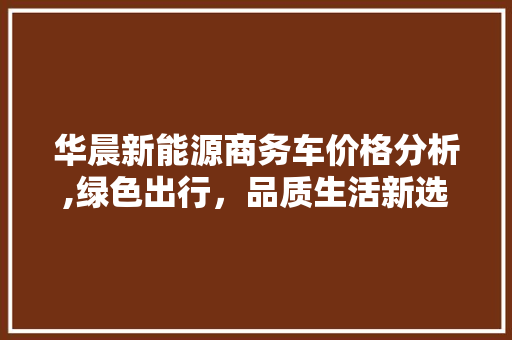 华晨新能源商务车价格分析,绿色出行，品质生活新选择