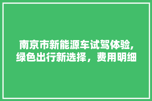 南京市新能源车试驾体验,绿色出行新选择，费用明细分析