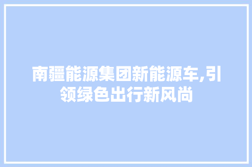 南疆能源集团新能源车,引领绿色出行新风尚