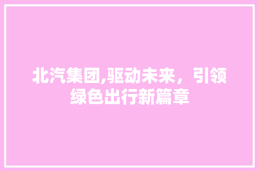 北汽集团,驱动未来，引领绿色出行新篇章