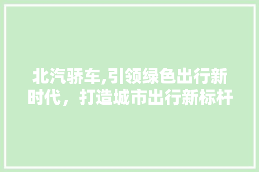 北汽骄车,引领绿色出行新时代，打造城市出行新标杆
