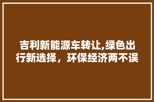 吉利新能源车转让,绿色出行新选择，环保经济两不误