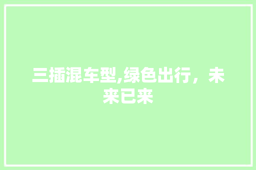 三插混车型,绿色出行，未来已来
