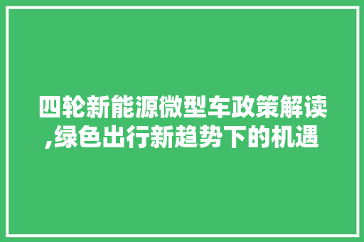 四轮新能源微型车政策解读,绿色出行新趋势下的机遇与挑战