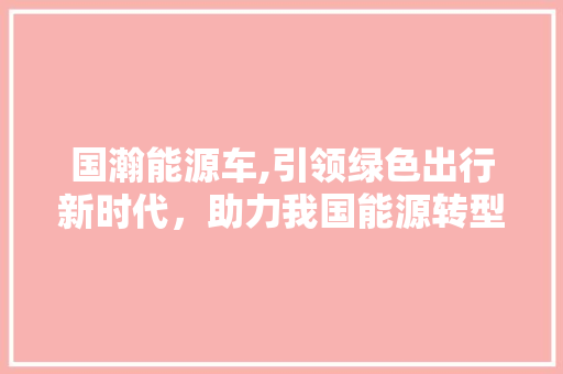 国瀚能源车,引领绿色出行新时代，助力我国能源转型