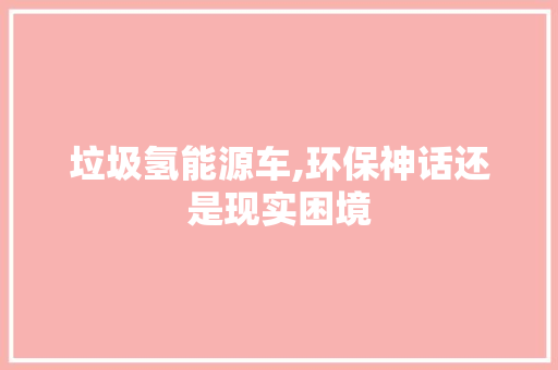 垃圾氢能源车,环保神话还是现实困境