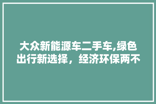 大众新能源车二手车,绿色出行新选择，经济环保两不误 车灯配件
