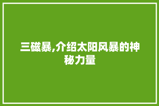 三磁暴,介绍太阳风暴的神秘力量