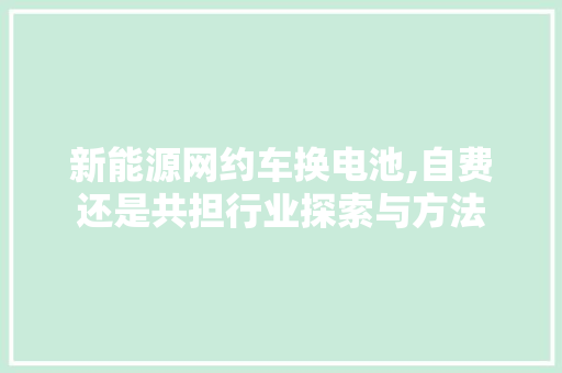 新能源网约车换电池,自费还是共担行业探索与方法