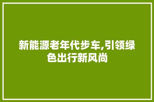 新能源老年代步车,引领绿色出行新风尚