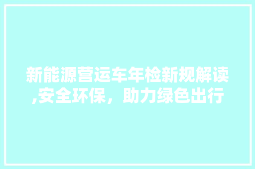 新能源营运车年检新规解读,安全环保，助力绿色出行