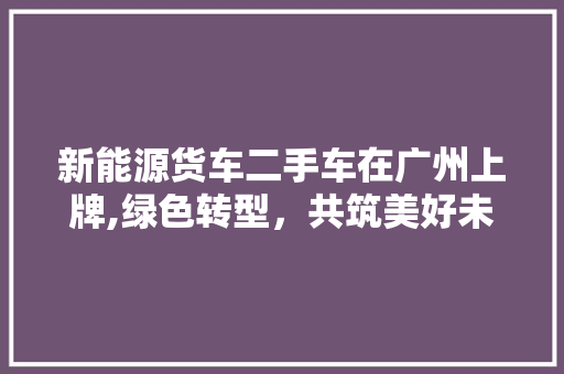 新能源货车二手车在广州上牌,绿色转型，共筑美好未来