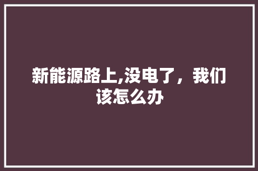 新能源路上,没电了，我们该怎么办