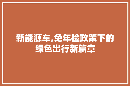 新能源车,免年检政策下的绿色出行新篇章