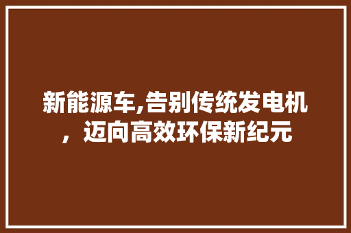 新能源车,告别传统发电机，迈向高效环保新纪元