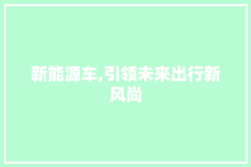 新能源车,引领未来出行新风尚
