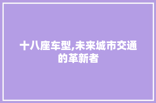 十八座车型,未来城市交通的革新者