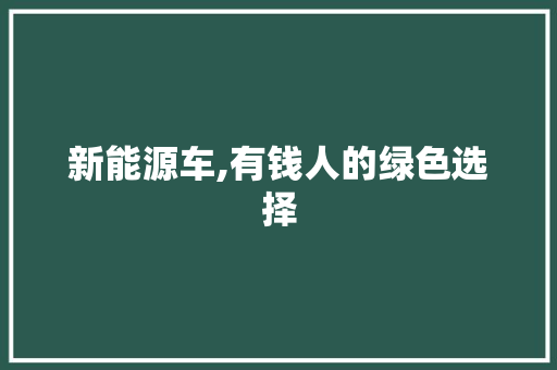 新能源车,有钱人的绿色选择