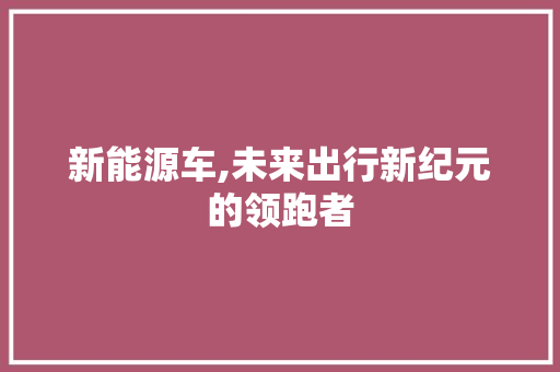 新能源车,未来出行新纪元的领跑者