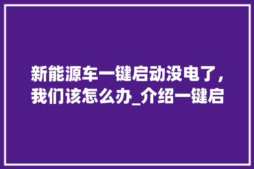 新能源车一键启动没电了，我们该怎么办_介绍一键启动系统及应急处理方法