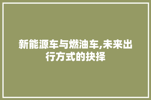 新能源车与燃油车,未来出行方式的抉择