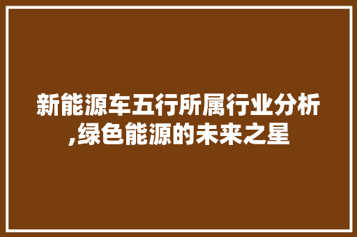 新能源车五行所属行业分析,绿色能源的未来之星