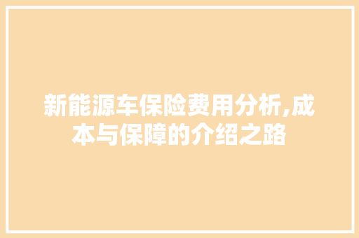 新能源车保险费用分析,成本与保障的介绍之路