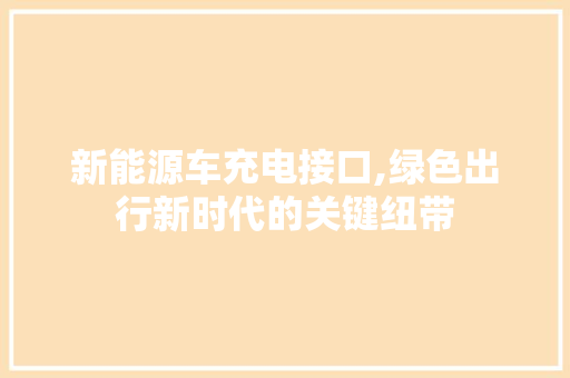 新能源车充电接口,绿色出行新时代的关键纽带