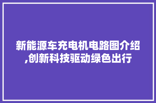 新能源车充电机电路图介绍,创新科技驱动绿色出行