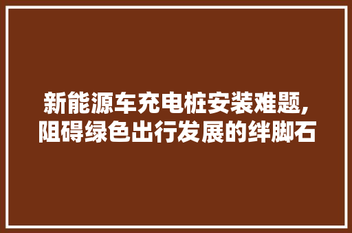 新能源车充电桩安装难题,阻碍绿色出行发展的绊脚石